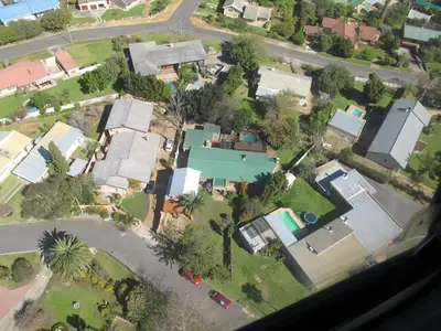 an aerial view of a residential neighborhood with houses at Little Lotta Cottage in Caledon