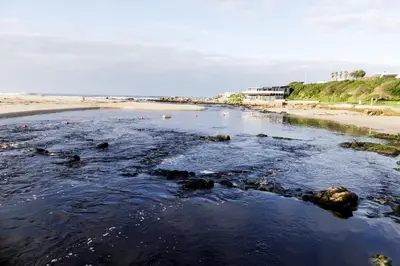 a view of a beach with rocks in the water at Shalom Self Catering in Kleinmond