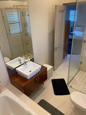 a bathroom with a sink and a shower and a toilet at Big room in Stellenbosch in Stellenbosch