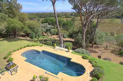 an overhead view of a swimming pool in a yard at Morton Manor in Somerset West
