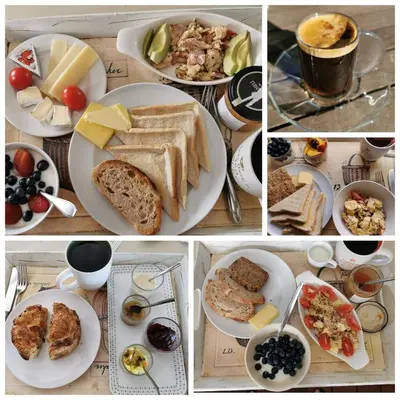 a collage of different pictures of breakfast foods at Somerset Grace Double en-suit in Somerset West