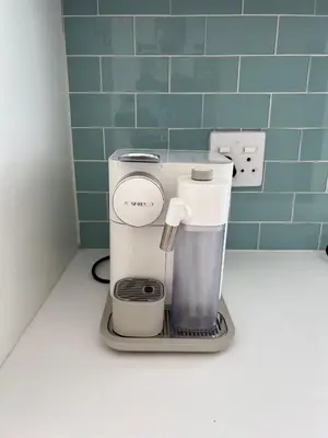 a kitchen with a coffee maker on a counter at Views galore in Kleinmond in Kleinmond