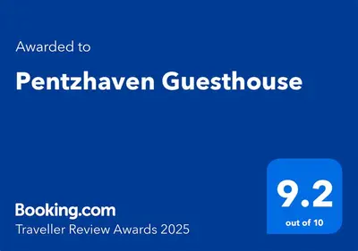 a blue rectangle with the words penilhen givenucourage at Pentzhaven Guesthouse in Table View