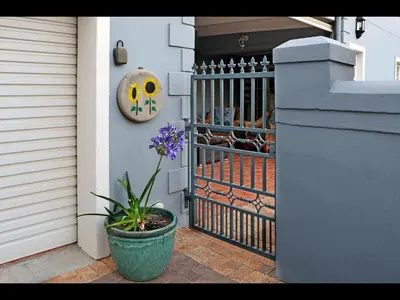 a plant in a pot in front of a house at Sunflower Villa in Franschhoek in Franschhoek