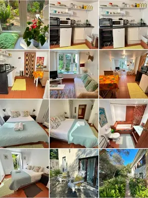a collage of different pictures of a room at Tranquil Olive Tree Garden Apartment 2 in Cape Town