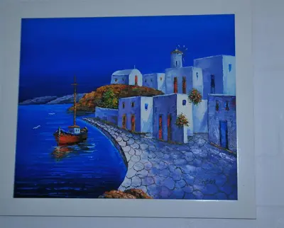 a painting of a painting of a boat in the water at Bradclin @ York in Cape Town