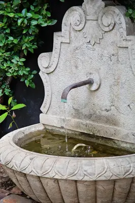 a stone fountain with a water hose in it at Paarl Hideaway in Paarl