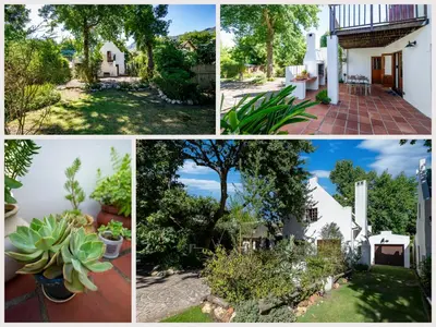 a collage of photos of a house with plants at Bluebelle Cottage in Greyton