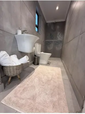 a bathroom with a sink and a toilet at DOMIN LUXURY SUITES in Cape Town
