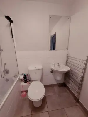 a bathroom with a toilet and a sink at Serenity on the Atlantic seaboard house shared in Cape Town