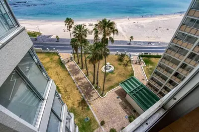 an aerial view of the beach from a building at Elegance on Beach in Cape Town