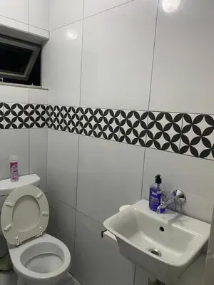 a bathroom with a toilet and a sink at Flaming Place in Cape Town