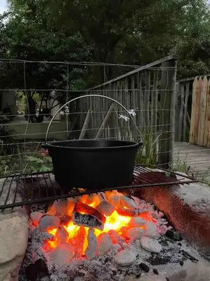 a pot sitting on top of a fire pit at Mouse House Greyton - tiny home living in Greyton