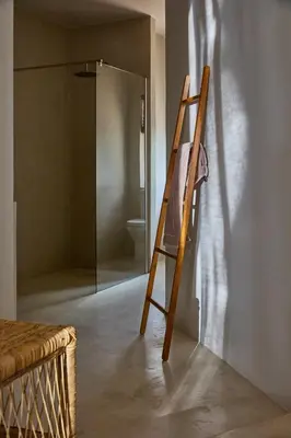 a ladder leaning against a wall in a bathroom at Kokon Boutique Guesthouse in Somerset West