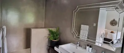 a bathroom with a sink and a mirror at C'est la Vie 2 in Franschhoek