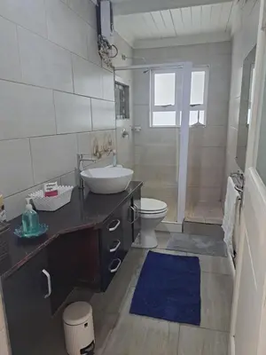 a bathroom with a sink and a toilet at The Willow Cottage in Cape Town