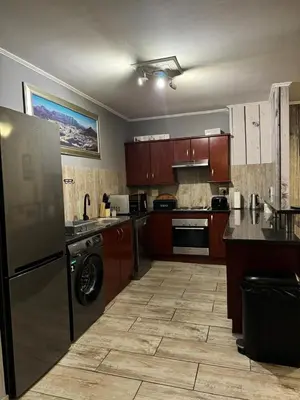 a kitchen with a refrigerator and a dishwasher at SS Luxury Apartments Island Club in Cape Town