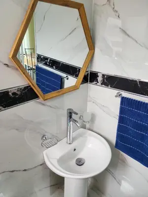 a bathroom with a sink and a mirror at The Seagull in Cape Town