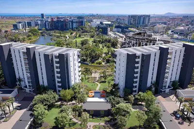an aerial view of a city with tall buildings at ParkPlace in Cape Town