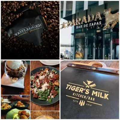 a collage of pictures of different food and drinks at On Park Century City Cozy Apartment in Cape Town