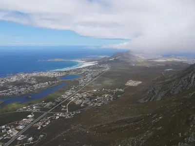 an aerial view of a city on a mountain at Nature's Nest in Bettyʼs Bay