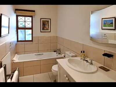 a bathroom with a sink and a tub and a toilet at The Manor House at Roubaix Estate in Franschhoek