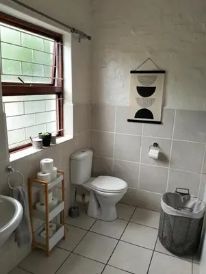 a bathroom with a toilet and a sink at Dawson78 in Hermanus