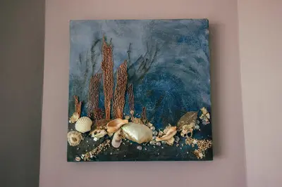 a painting on a wall with shells and plants at Castellon Boutique Hotel in Table View