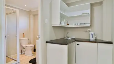 a bathroom with a sink and a toilet in a room at BluCabana 500m from Main Beach in Bettyʼs Bay