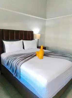 a bed with a stuffed animal sitting on top of it at Neo & Ruks Guest house parow 1 in Avondale