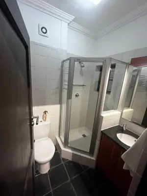 a bathroom with a toilet and a shower and a sink at Live Like a Local in Stellies - By ARPA Hospitalities in Stellenbosch