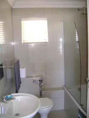 a bathroom with a sink and a toilet and a shower at Aandvari Zeezicht in Cape Town