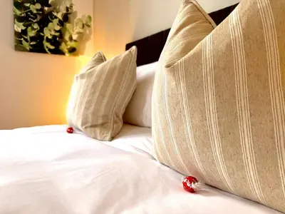 a bed with two pillows on top of it at Secure & Central, Modern Flatlet in Cape Town