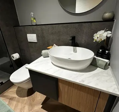 a bathroom with a sink and a toilet at ON PARK 317 LUXURY APARTMENT CENTURY CiTY in Century City
