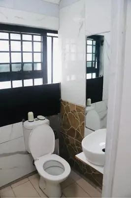 a bathroom with a toilet and a sink at Browns villa and construction pty ltd in Cape Town