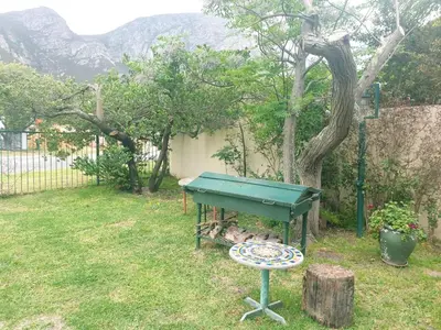 a green ping pong table in a yard at Happidaze in Hermanus