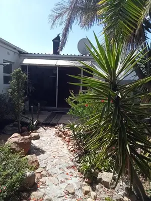 a palm tree in front of a house at Blouberg Holiday Haven in Cape Town
