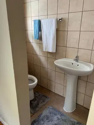 a bathroom with a sink and a toilet at Ridah's Accomodation in Bellville