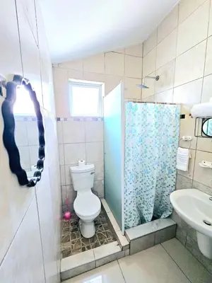 a bathroom with a toilet and a sink at Evernice Guest House in Cape Town