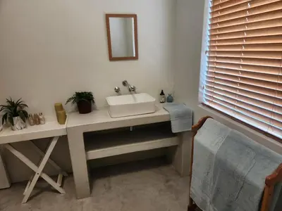a bathroom with a sink and a mirror at Home in Somerset Ridge in Somerset West