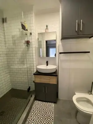 a bathroom with a sink and a toilet at Opulent Home Stay in Cape Town