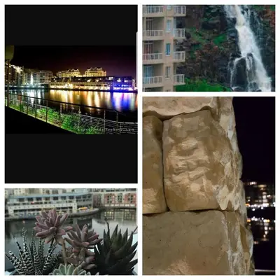 a collage of photos of a city at night at Tyger Waterfront Penthouse Duplex Apartment in Tyger Valley