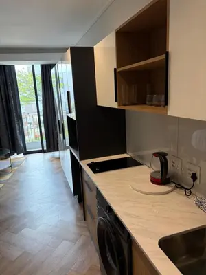 a kitchen with a sink and a dishwasher at Urban Ridge in Cape Town
