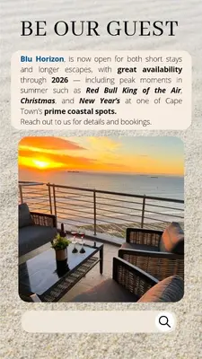 a magazine advertisement for a house on the beach at Blu Horizon in Cape Town