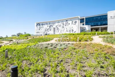 a building with a mural on the side of it at 827 Riverlands - Studio Apartment with Parking in Cape Town
