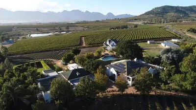 an aerial view of a estate in a vineyard at Zonnevanger Guesthouse in Noorder-Paarl