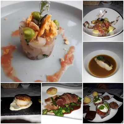 a collage of different pictures of food on plates at Bloemenzee Boutique B&B in Gordonʼs Bay