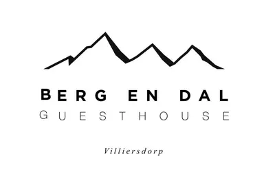 a black and white logo for a house with mountains at Berg en Dal Guesthouse in Villiersdorp