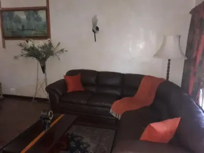 a living room with a couch and a table at Overmeer in Worcester
