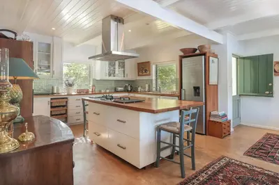 a kitchen with a large island in the middle at Elgin Country Lodge in Elgin